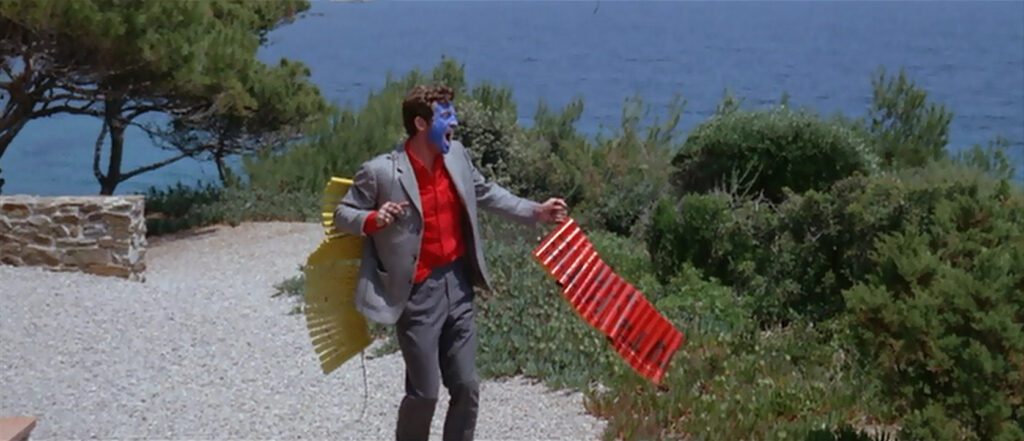 Pierrot le fou - Jean-Luc Godard - Jean-Paul Belmondo - dynamite - painted face