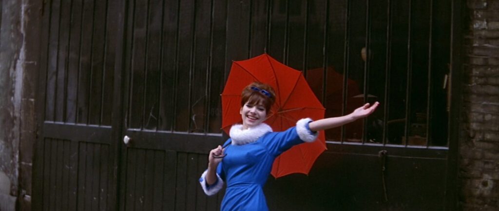 A Woman Is a Woman - Jean-Luc Godard - Anna Karina - Angela - red umbrella - dance - musical