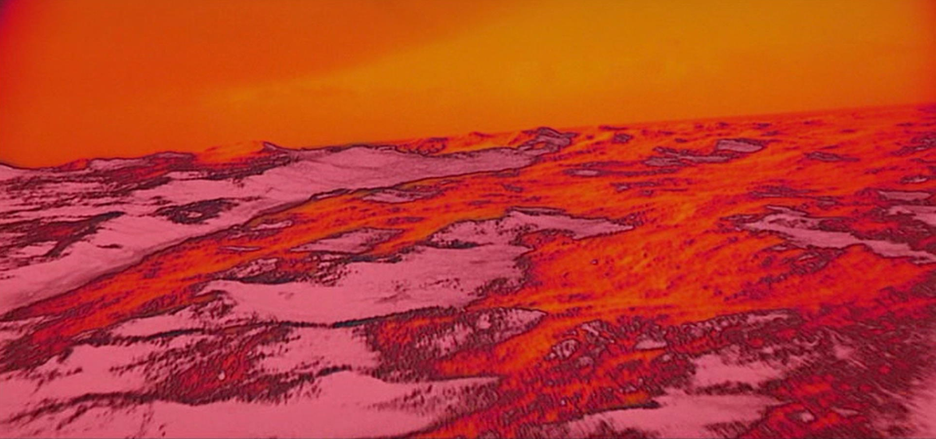 2001: A Space Odyssey - Stanley Kubrick - landscape - orange - pink - red