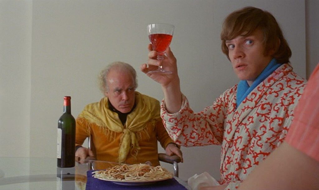 A Clockwork Orange - Stanley Kubrick - Patrick Magee - Malcolm McDowell - Mr. Alexander - Alex DeLarge - wine - toast