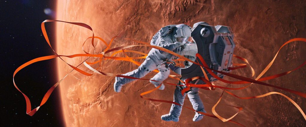 The Martian - Ridley Scott - Matt Damon - Jessica Chastain - Melissa Lewis - Captain Lewis - Mark Watney - Mars - orange ribbon