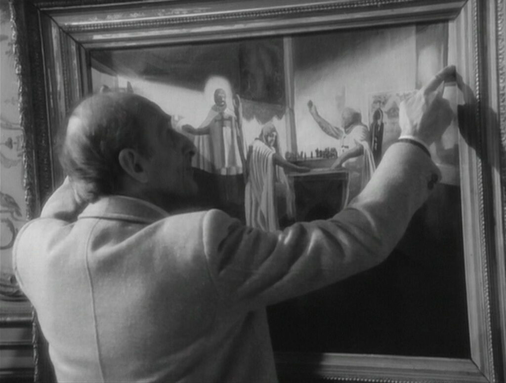 The Hypothesis of the Stolen Painting - L'hypothèse du tableau volé - Raúl Ruiz - Jean Rougeul - collector - crusaders - chess - rays of sunlight - two sunbeams - windows