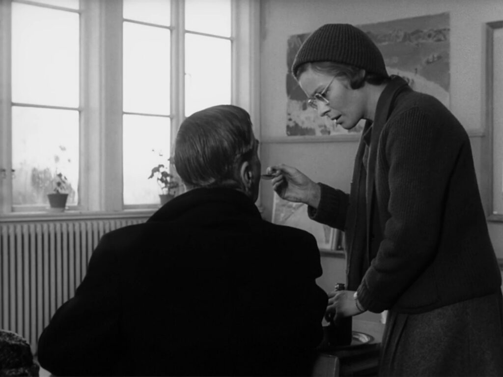 Winter Light - Nattvardsgästerna - Ingmar Bergman - Gunnar Björnstrand - Ingrid Thulin - Tomas Ericsson - Märta Lundberg - aspirin - cough syrup - schoolroom - classroom - spoon - medicine