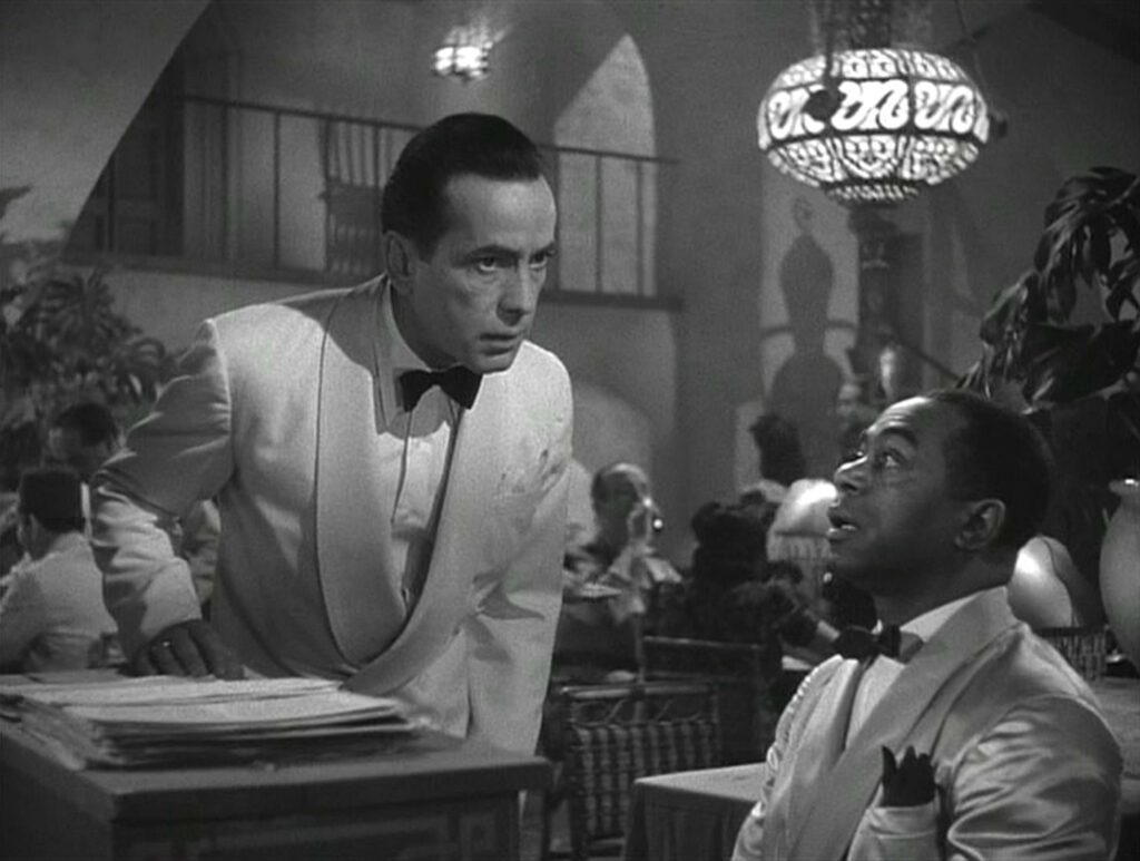 Casablanca - movie - Rick Blaine - Sam - Humphrey Bogart - Dooley Wilson - piano - nightclub