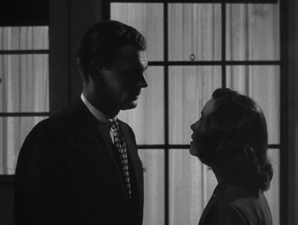 Shadow of a Doubt - Alfred Hitchcock - Charlie - Joseph Cotten - Teresa Wright - window - silhouette - drawstring - ring