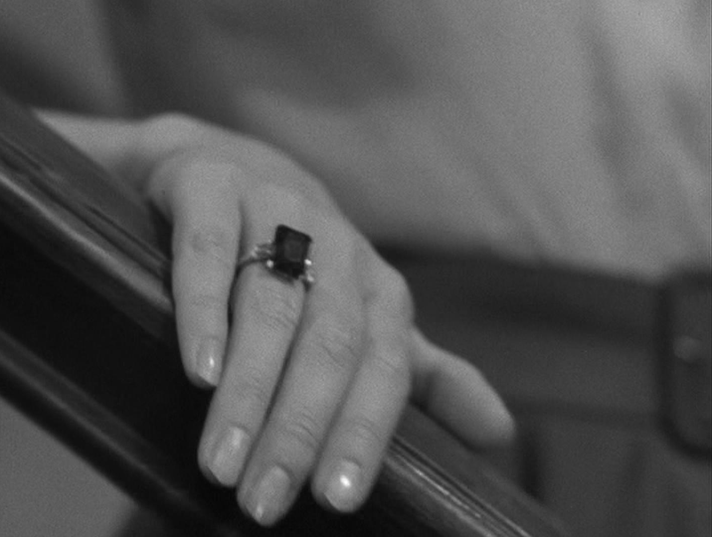 Shadow of a Doubt - Alfred Hitchcock - Charlie - hand - emerald ring - staircase - stairway