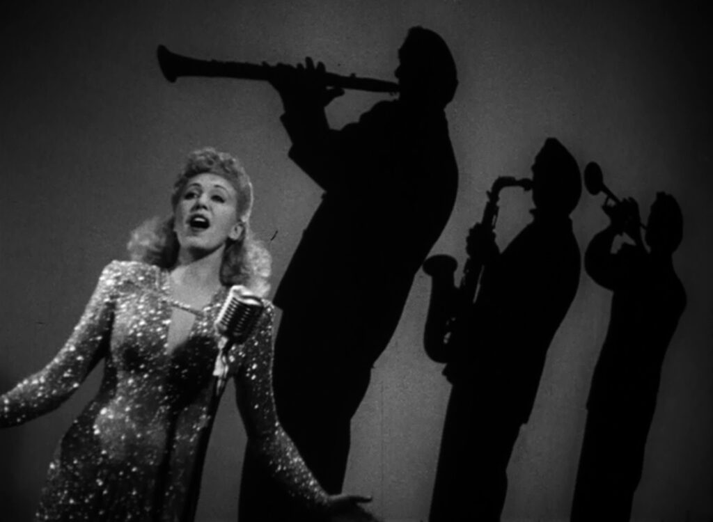 Detour - Edgar G. Ulmer - Claudia Drake - Sue Harvey - singing - brass band - silhouettes - Hollywood