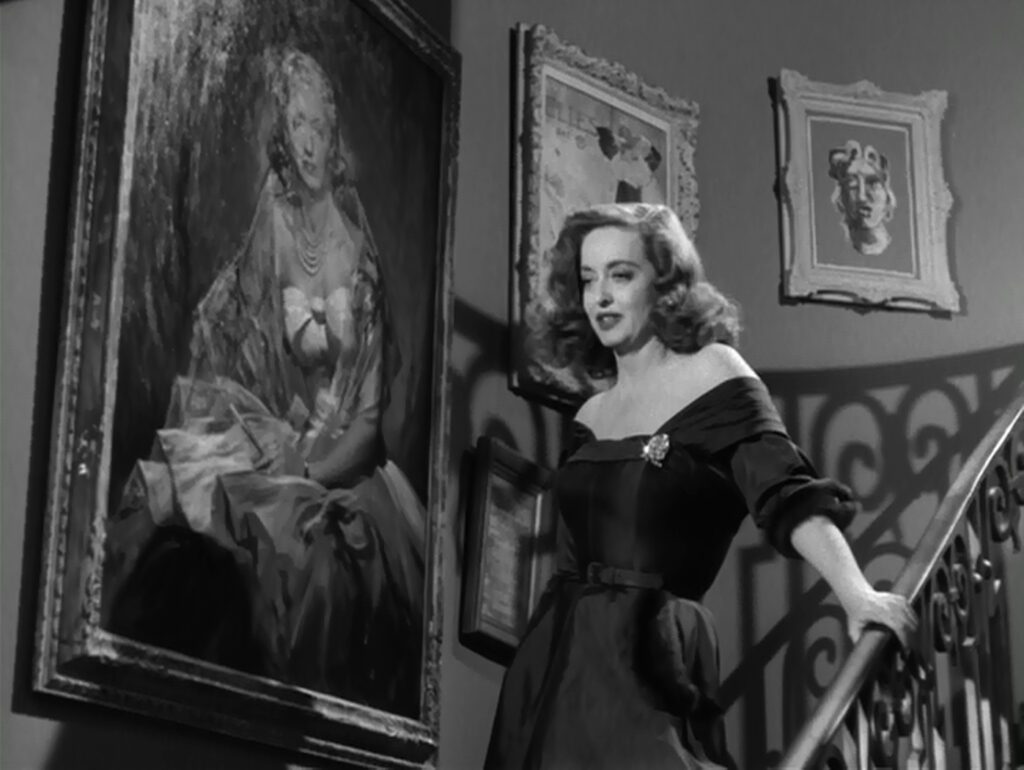 All About Eve - Joseph Mankiewicz - Bette Davis - Margo Channing - party scene - staircase - stairway - paintings
