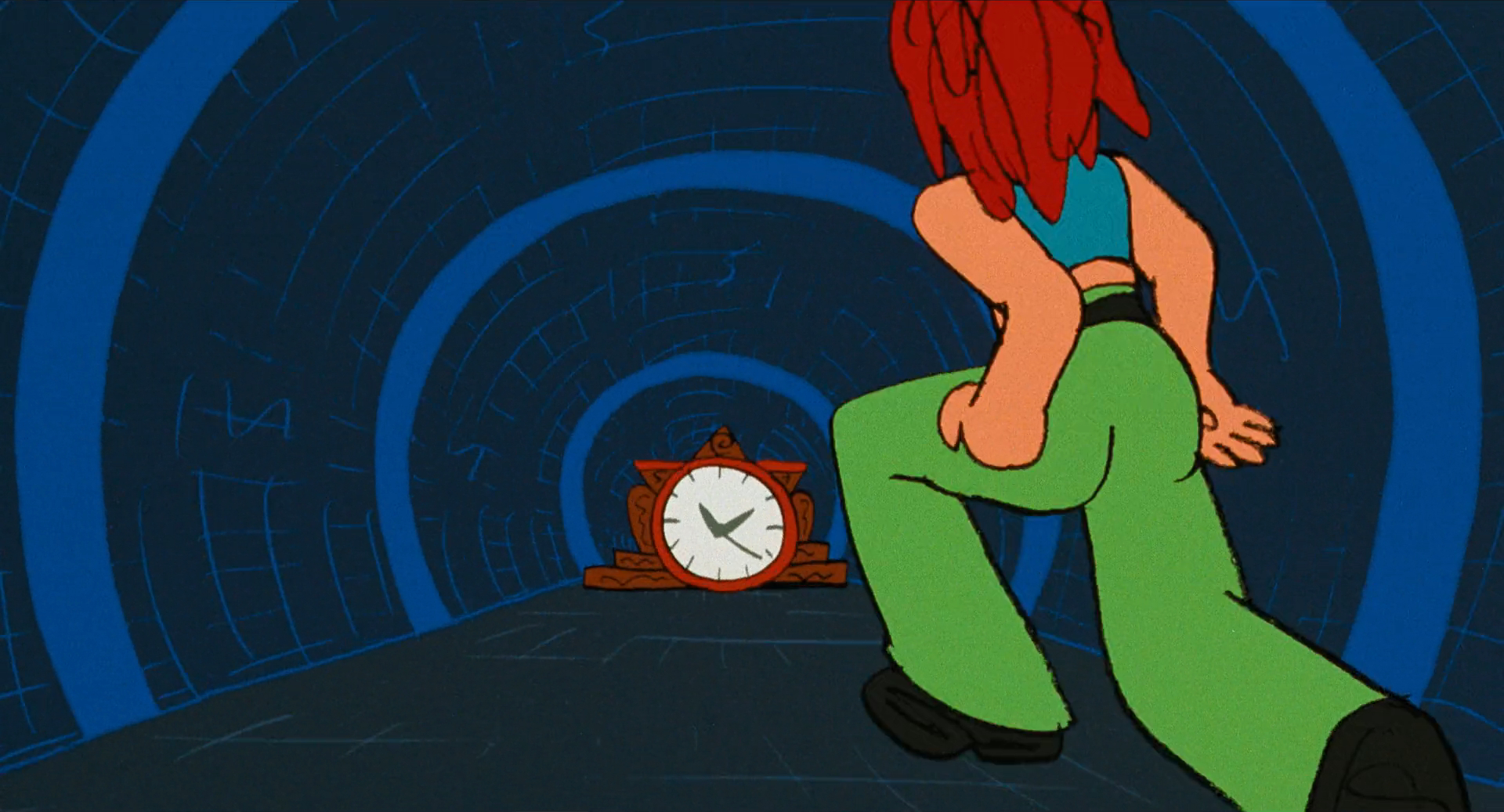 run-lola-run-0-03-24 Run Lola Run - Lola rennt - Tom Tykwer - cartoon - titles - clock - tunnel