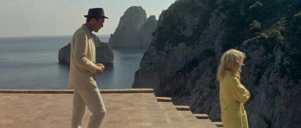 Contempt - Le mépris - Jean-Luc Godard - Michel Piccoli - Brigitte Bardot - Paul Javal - Camille Javal - Villa Malaparte - roof - stairs - Capri