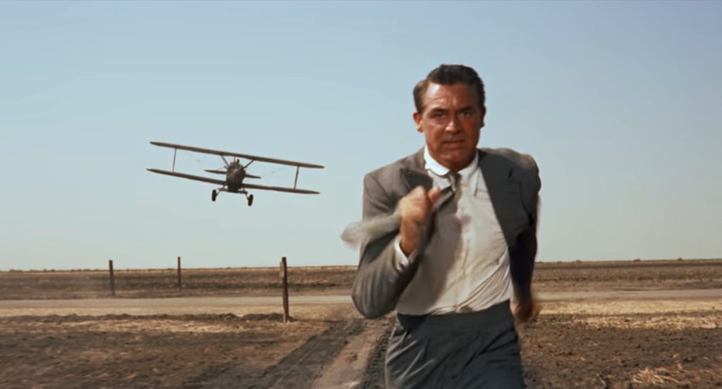 north-by-northwest-1-13-01 North by Northwest - Alfred Hitchcock - Cary Grant - crop duster - airplane - cornfield - Indiana